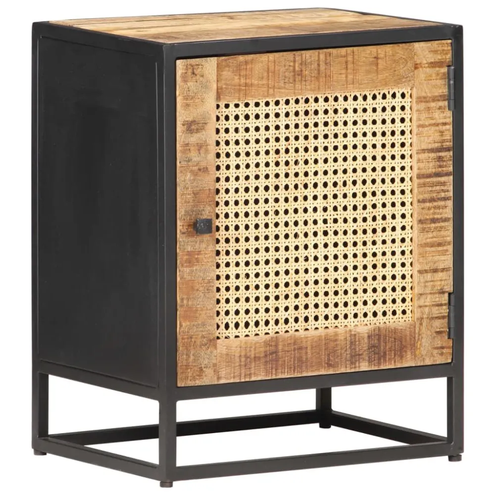 Guarda-Roupa Espelhado Mesa de cabeceira 40x30x50cm mangueira áspera/palhinha orgânico