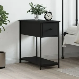 Mesa de cabeceira 30x60x60 cm derivados de madeira preto para Quartos de Casal