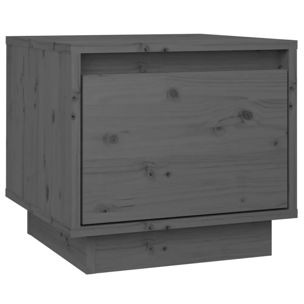 Mesa de cabeceira 35x34x32 cm madeira de pinho maciç cinza Edição com Espelho