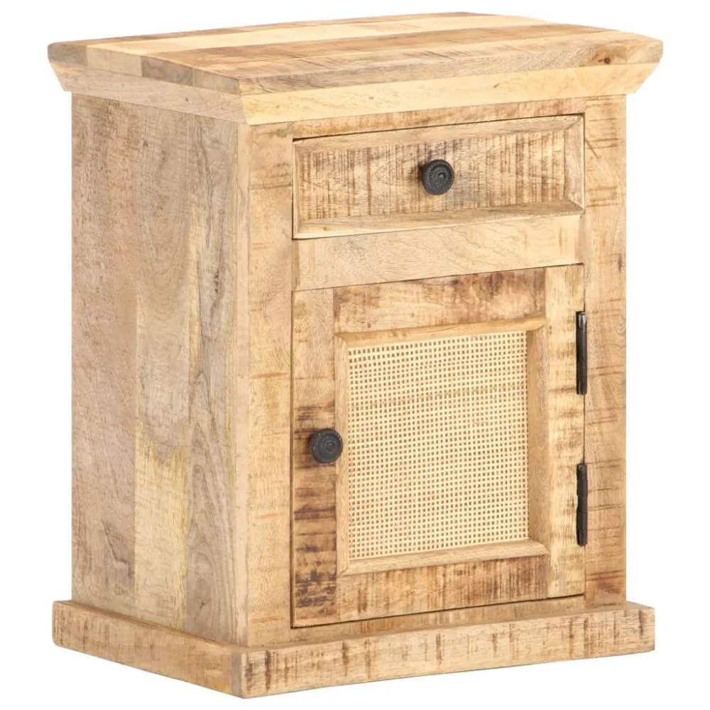 Mesa de cabeceira 40x30x50 cm mangueira maciç/palhinha orgânico