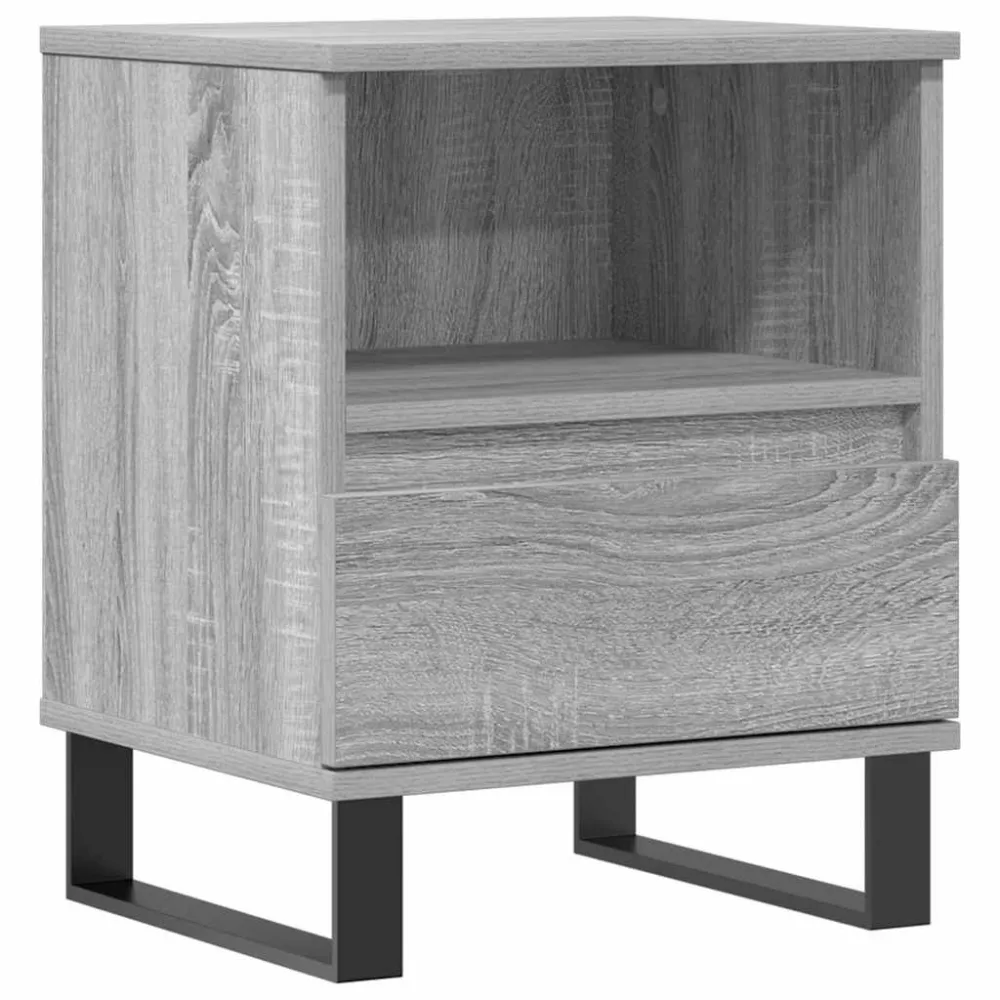Mesa de cabeceira 40x35x50 cm derivados de madeira cinza sonoma Edição com Espelho
