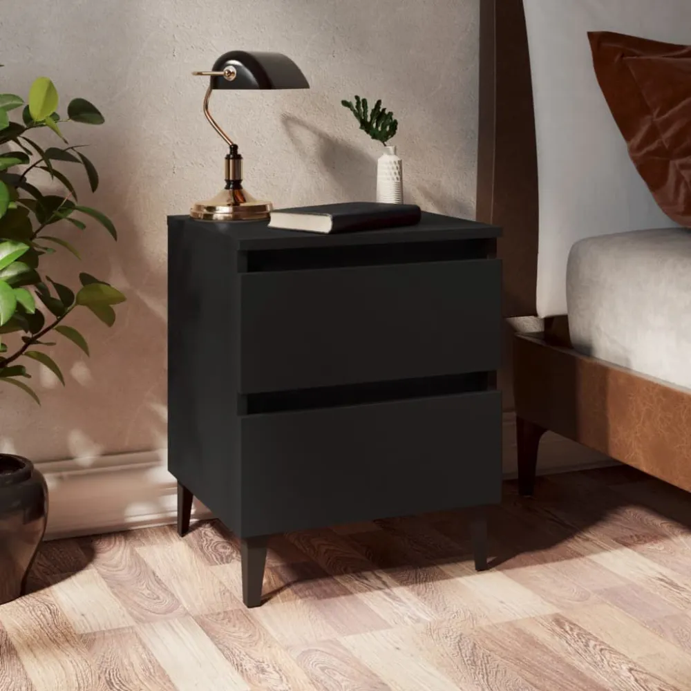 Mesa de cabeceira 40x35x50 cm derivados de madeira preto com Cabideiro Incluso