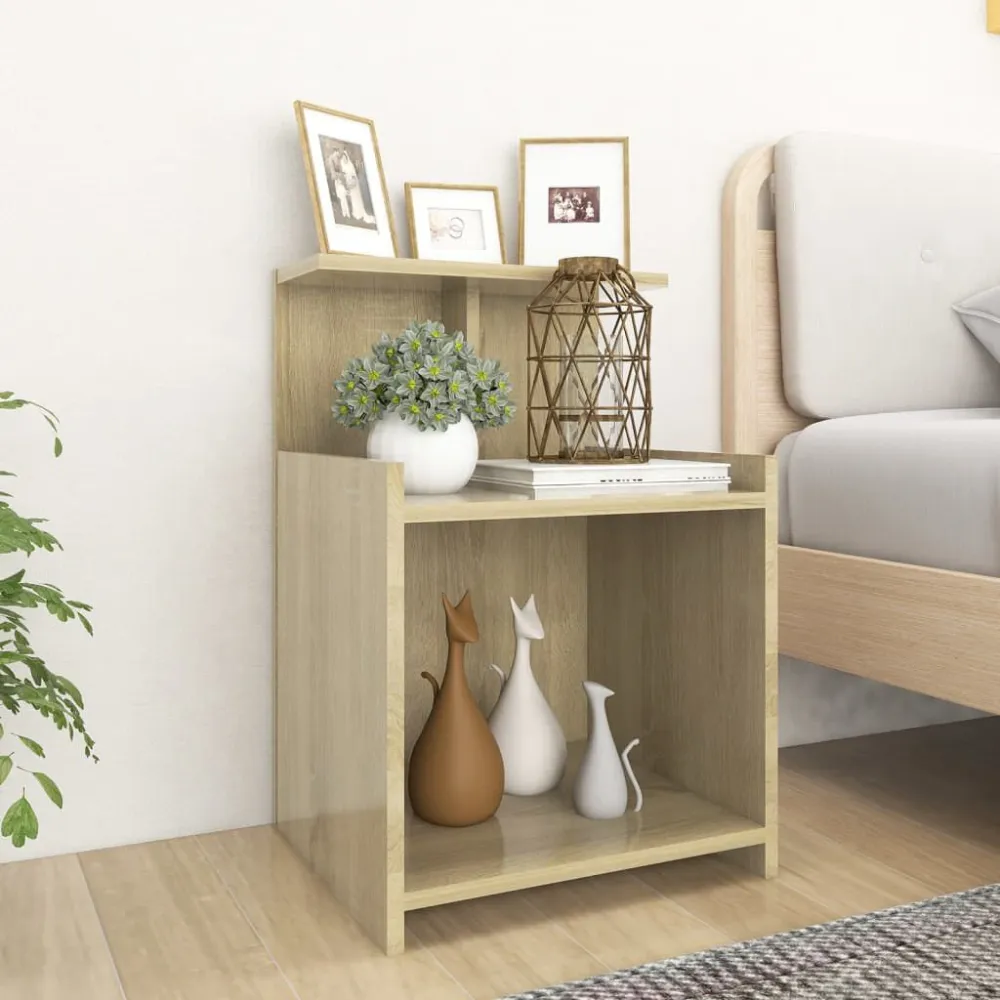 Mesa de cabeceira 40x35x60 cm derivados madeira carvalho sonoma com Colchão Incluso