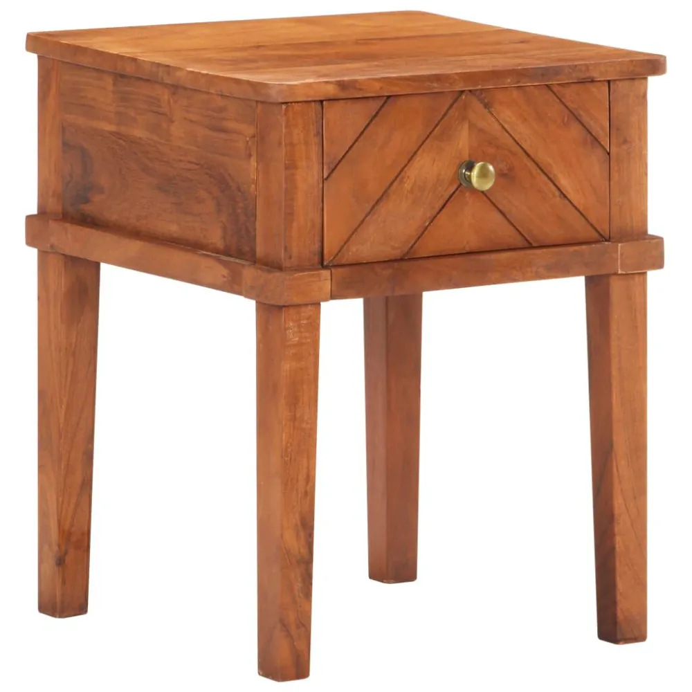 Mesa de cabeceira 40x40x50 cm madeira de acácia maciç Fácil Montagem