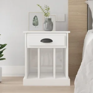 Mesa de cabeceira 43x36x50 cm branco resplandecente
