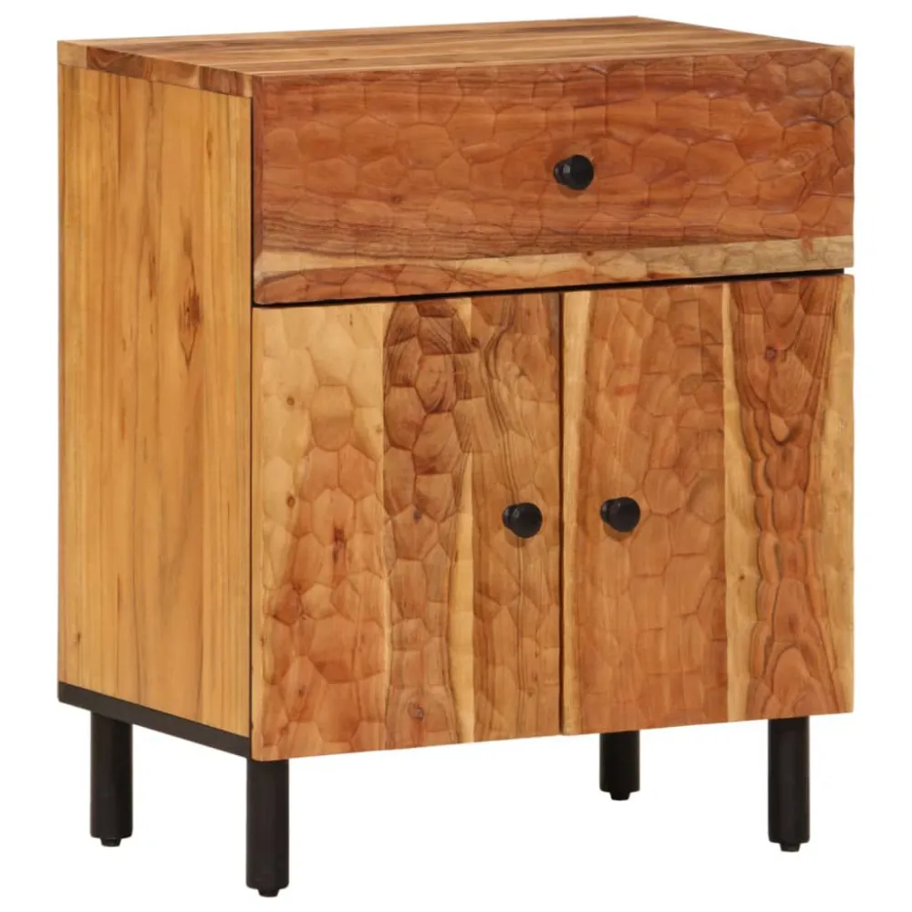 Mesa de cabeceira 50x33x60 cm madeira de acácia maciç Tecido Resistente