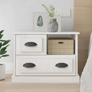 Mesa de cabeceira 60x39x45 cm branco cintilante