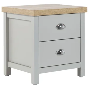 Mesa de cabeceira com 2 gaveta cinzenta CLIO com Pés Ajustáveis