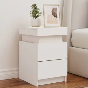 Mesa de cabeceira com luzes LED 35x39x55 cm branco Medidas Queen Size