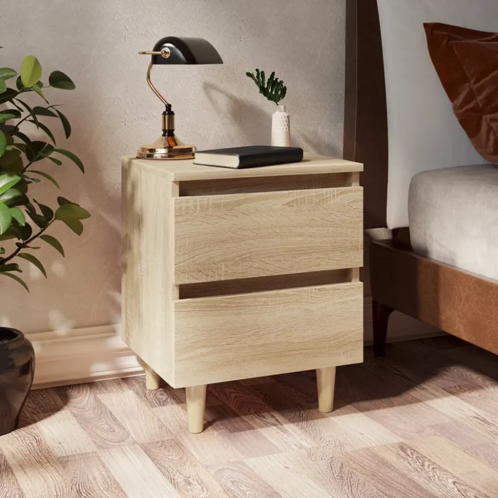 Mesa de cabeceira com pernas de pinho 40x35x50cm carvalho sonoma Tecido Resistente
