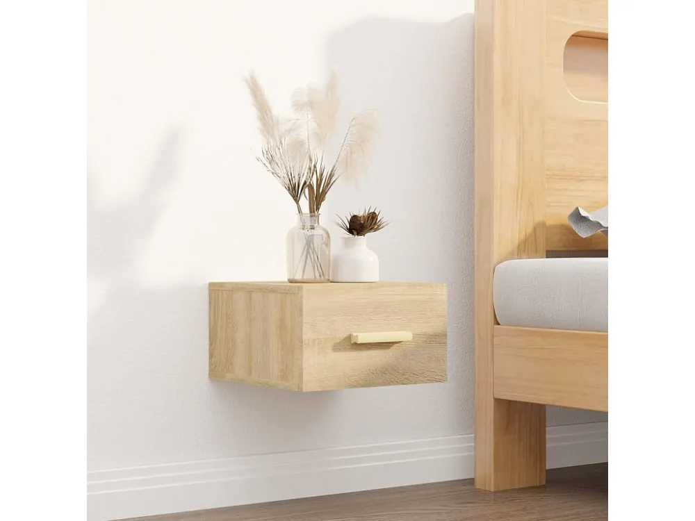 Mesa de cabeceira montagem na parede 35x35x20 cm cor sonoma | Montagem Inclusa
