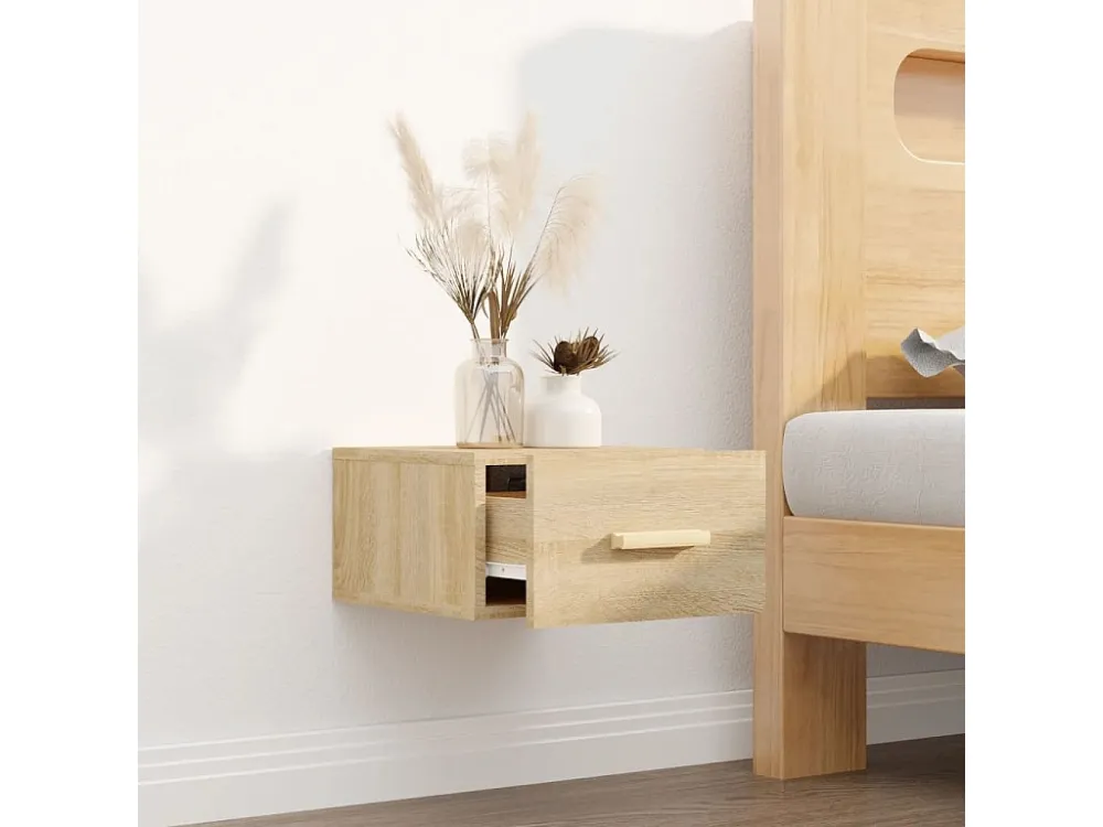 Mesa de cabeceira montagem na parede 35x35x20 cm cor sonoma | Montagem Inclusa
