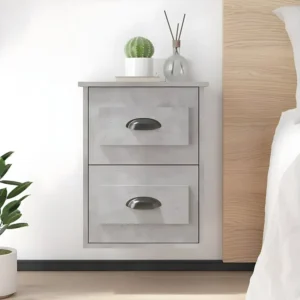 Mesa de cabeceira de parede 41,5x36x53 cm cinzento cimento com Cabideiro Incluso