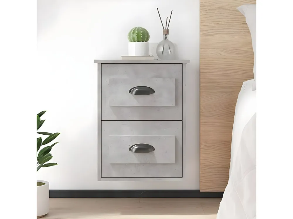 Mesa de cabeceira de parede 41,5x36x53 cm cinzento cimento com Cabideiro Incluso