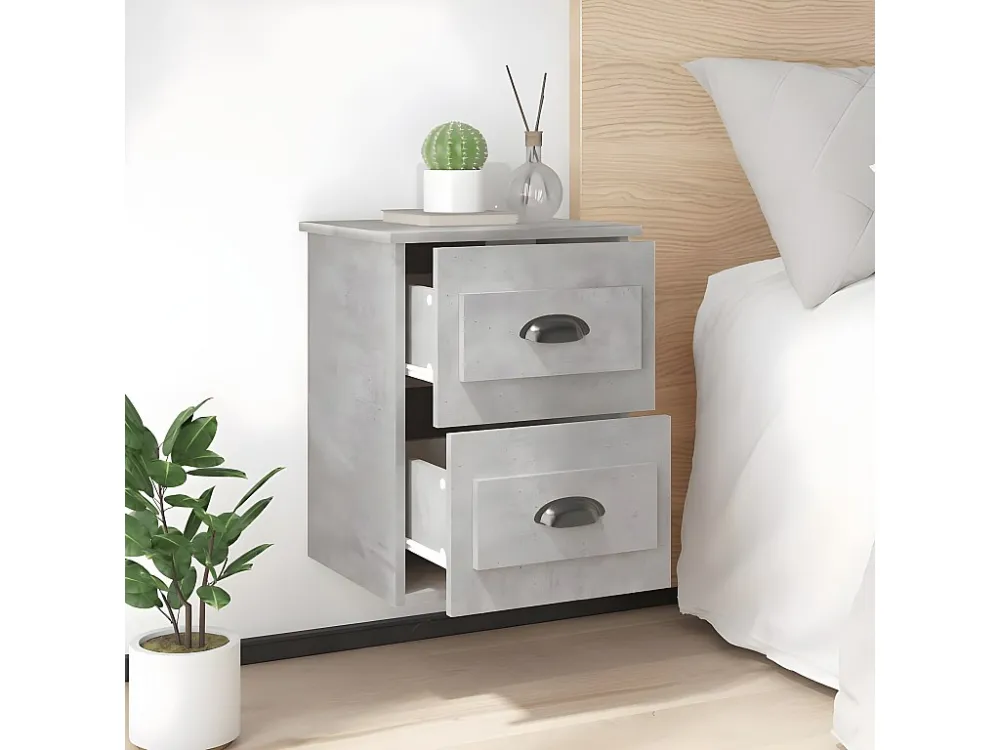 Mesa de cabeceira de parede 41,5x36x53 cm cinzento cimento com Cabideiro Incluso