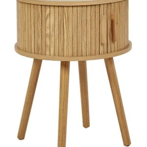 Mesa de cabeceira redonda castanha clara SELAH com Colchão Incluso