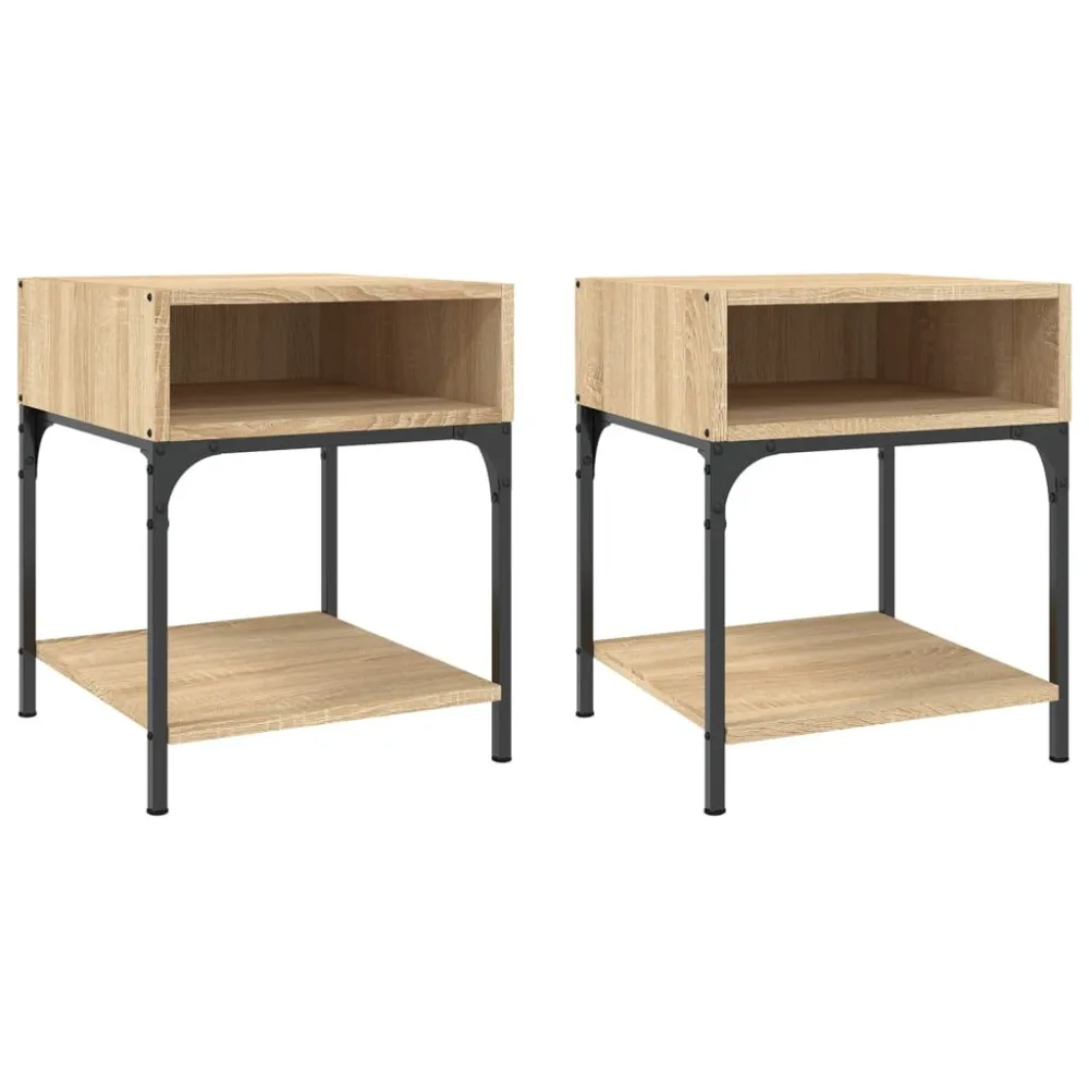 Mesas cabeceira 2pcs 40x41x50 cm deriv. madeira carvalho sonoma Fácil Montagem