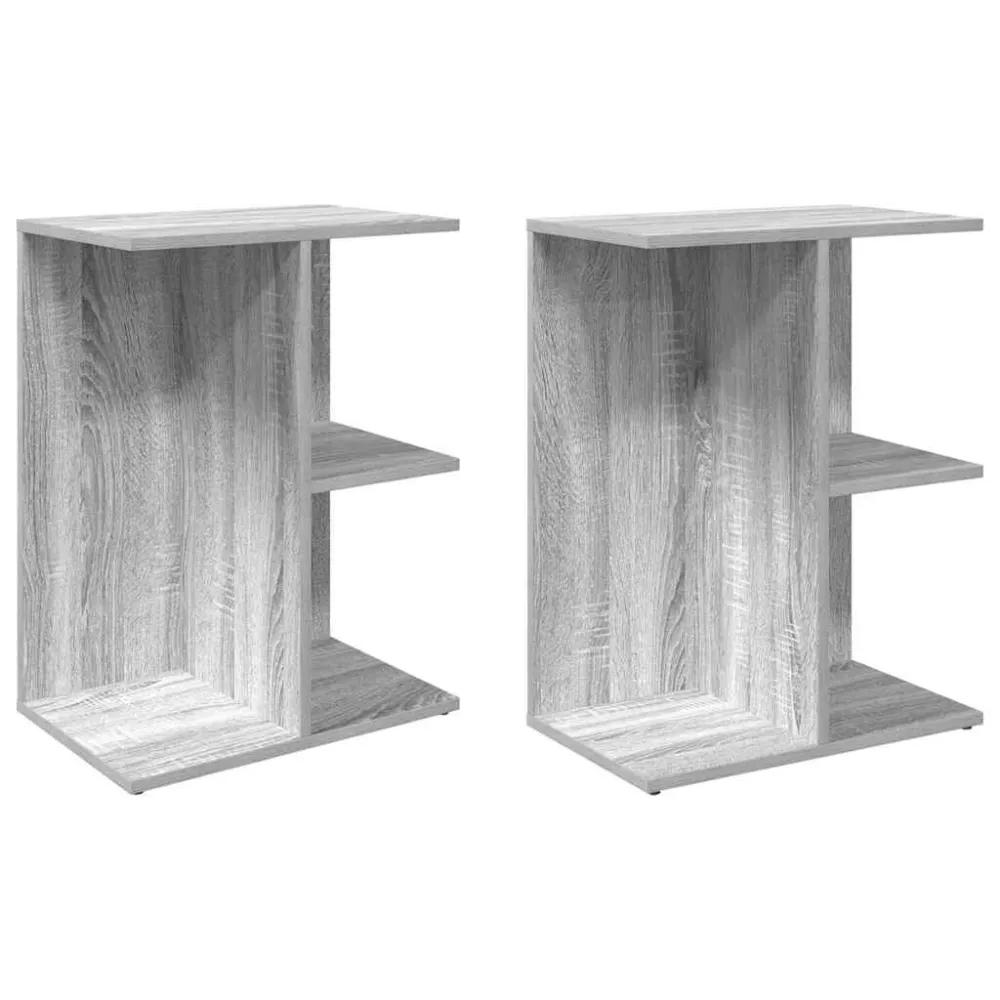 Mesas cabeceira 2pcs 46,5x29x61 cm deriv. madeira cinza sonoma para Quartos de Casal