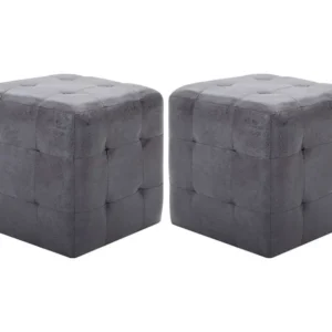 Mesas de cabeceira 2peças 30x30x30 cm camurç artificial cinzento Edição com Espelho