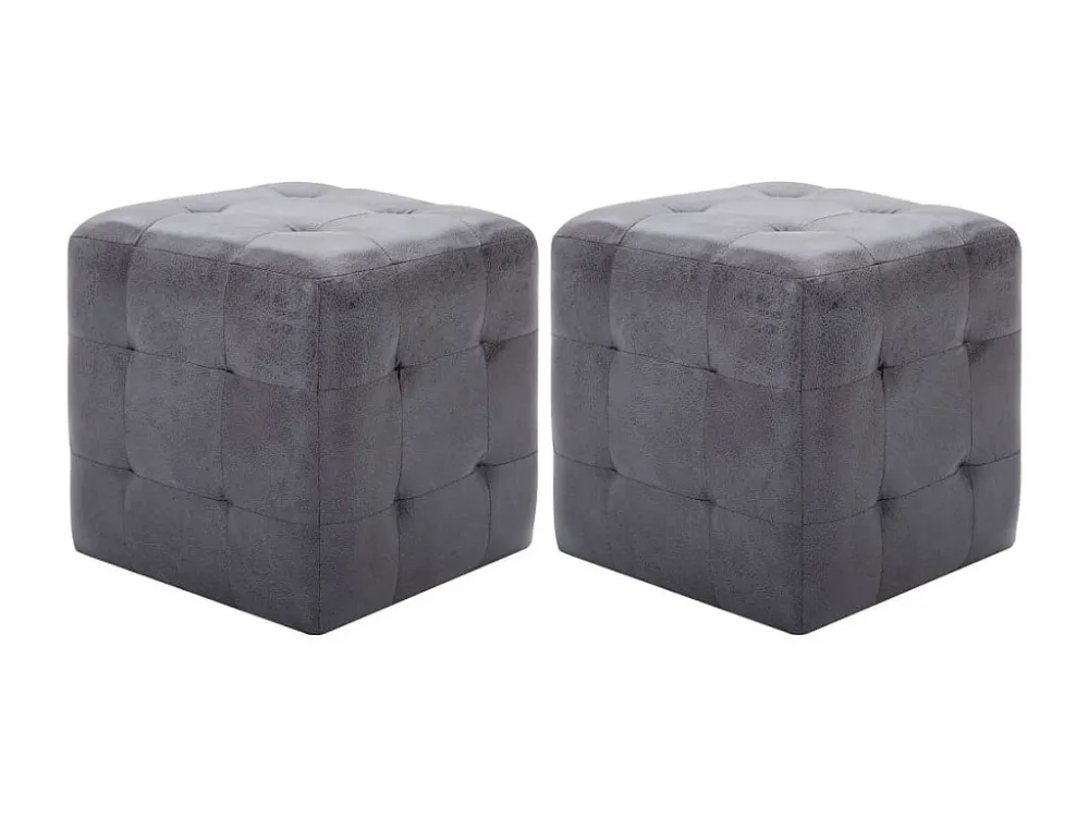 Mesas de cabeceira 2peças 30x30x30 cm camurç artificial cinzento Edição com Espelho