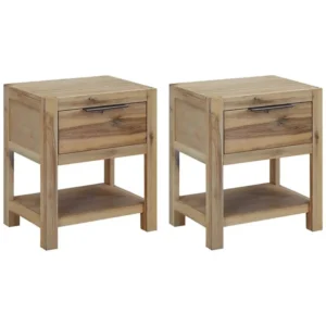 Mesas de cabeceira com gavetas 2 peças 40x30x48 cm acácia maciç Tecido Resistente