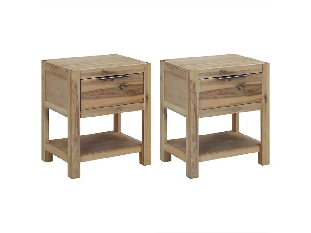 Mesas de cabeceira com gavetas 2 peças 40x30x48 cm acácia maciç Tecido Resistente