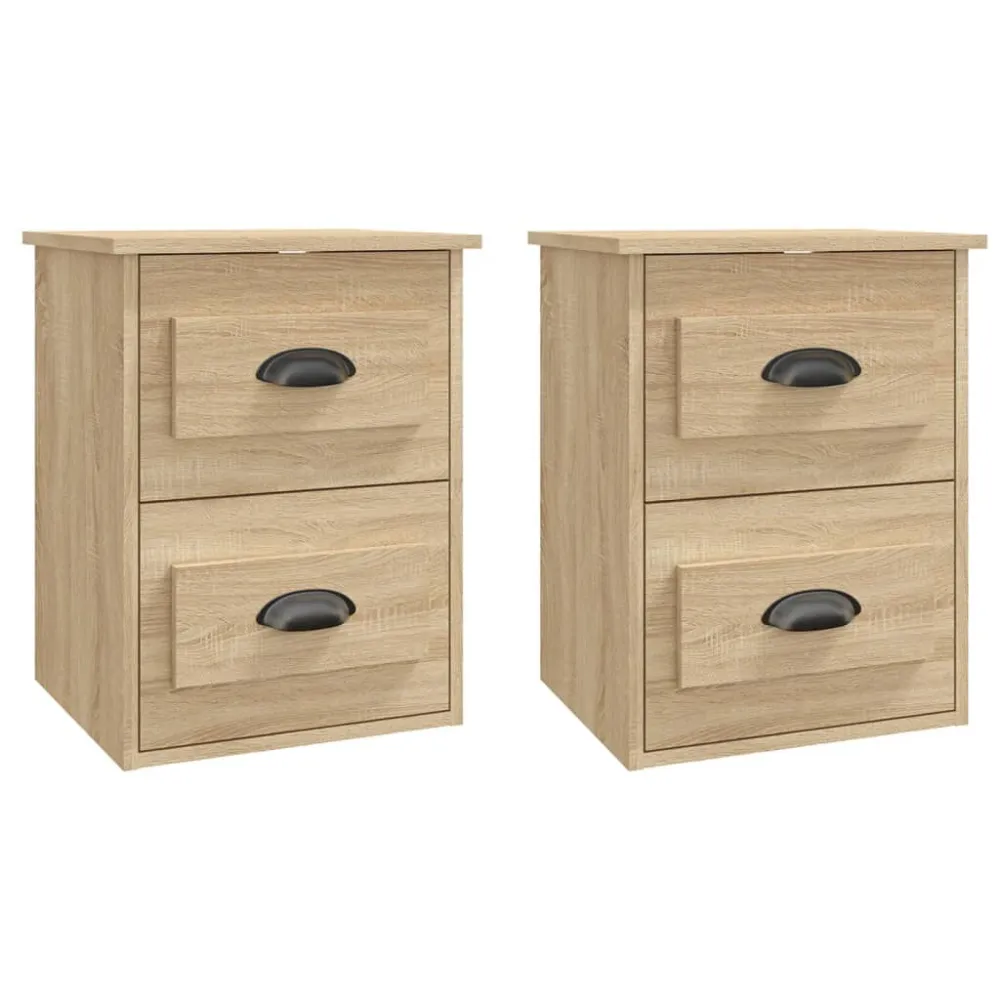 Mesas de cabeceira parede 2 pcs 41,5x36x53 cm carvalho sonoma | Design Escandinavo |