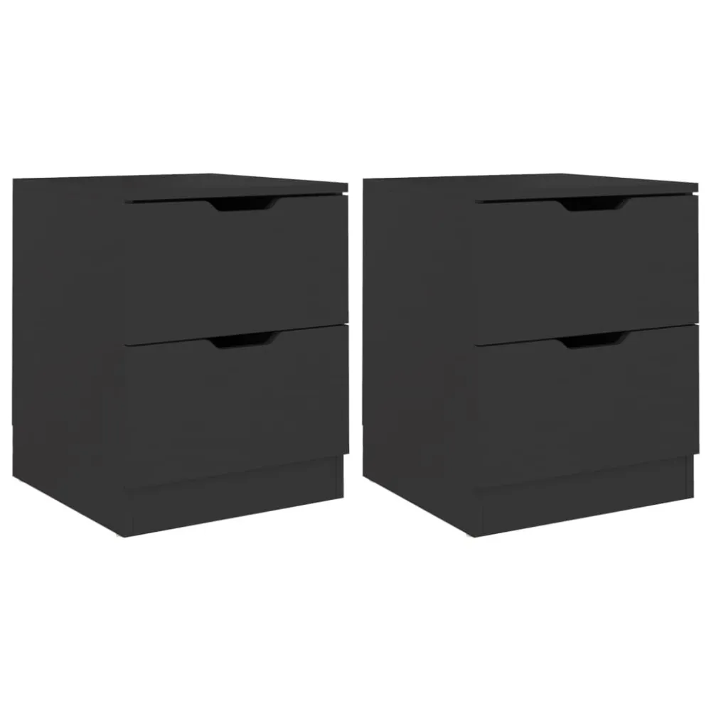 Mesas de cabeceira 2 pcs 40x40x50 cm contraplacado preto Tecido Resistente