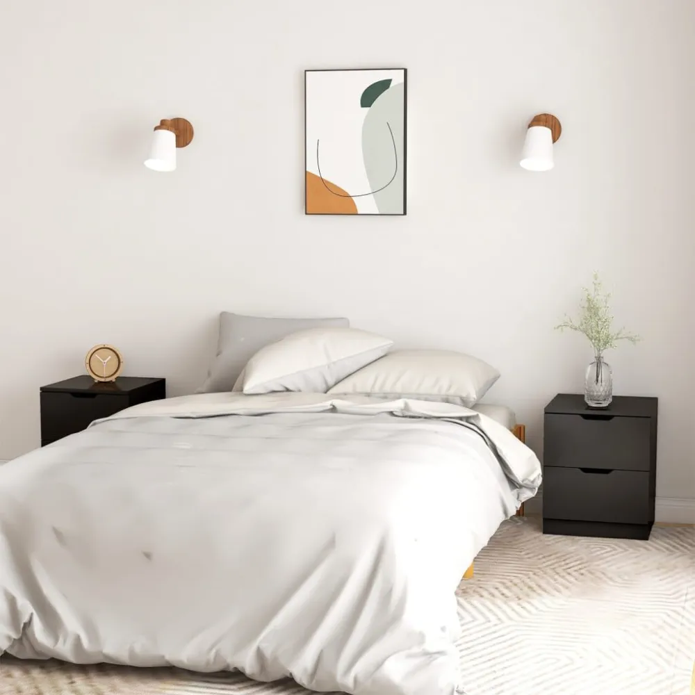 Mesas de cabeceira 2 pcs 40x40x50 cm contraplacado preto Tecido Resistente