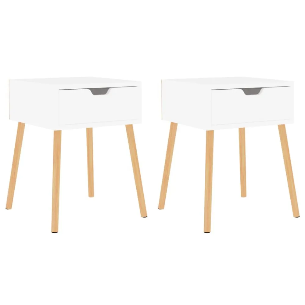 Mesas de cabeceira 2 pcs 40x40x56cm derivados de madeira branco | Design Escandinavo |