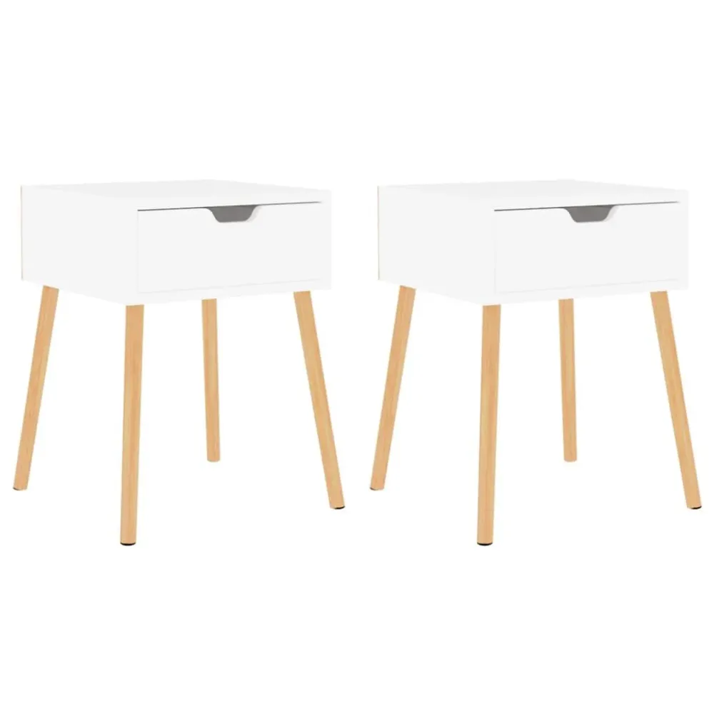 Mesas de cabeceira 2 pcs 40x40x56cm derivados de madeira branco | Design Escandinavo |