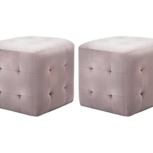 Mesas de cabeceira 2 peças 30x30x30 cm veludo rosa em Pinho Natural