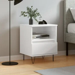 Premium Mesa de cabeceira 40x35x50cm derivados madeira branco cintilante