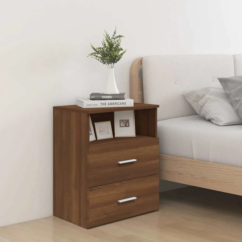 Premium Mesas de cabeceira 2 pcs 50x32x60 cm cor carvalho castanho