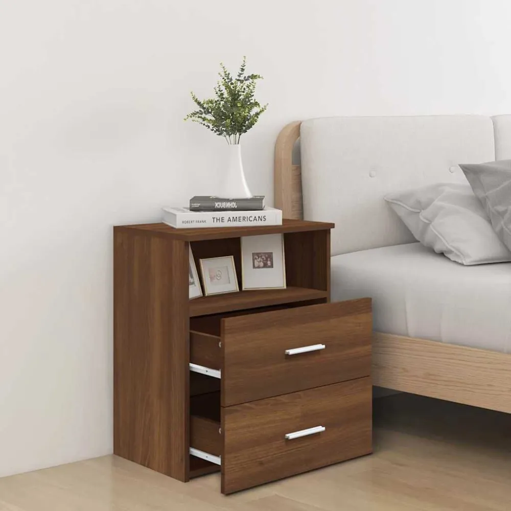 Premium Mesas de cabeceira 2 pcs 50x32x60 cm cor carvalho castanho