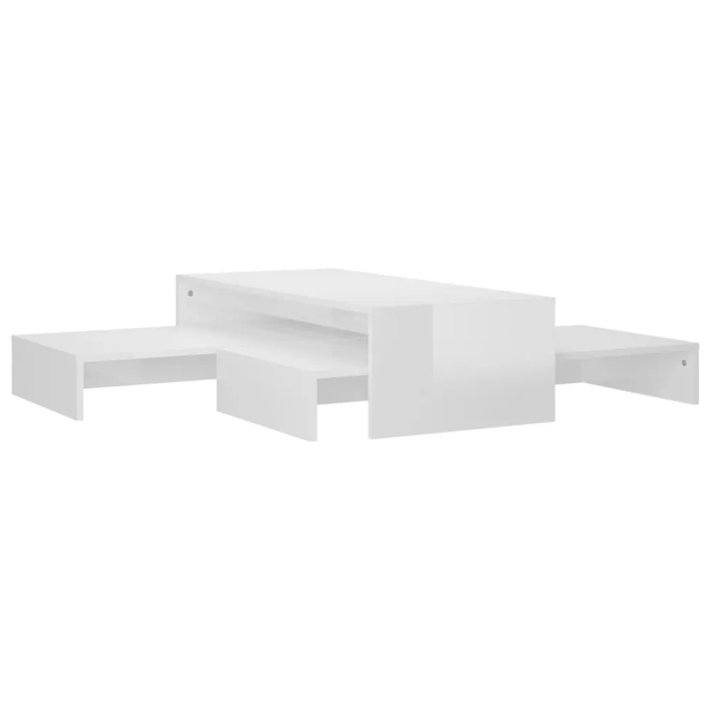 Conjunto de mesas de centro 100x100x26,5 cm branco luminoso