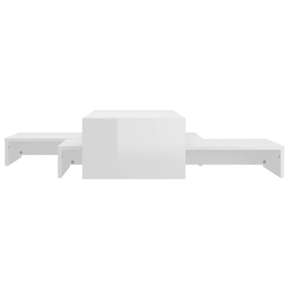 Conjunto de mesas de centro 100x100x26,5 cm branco luminoso