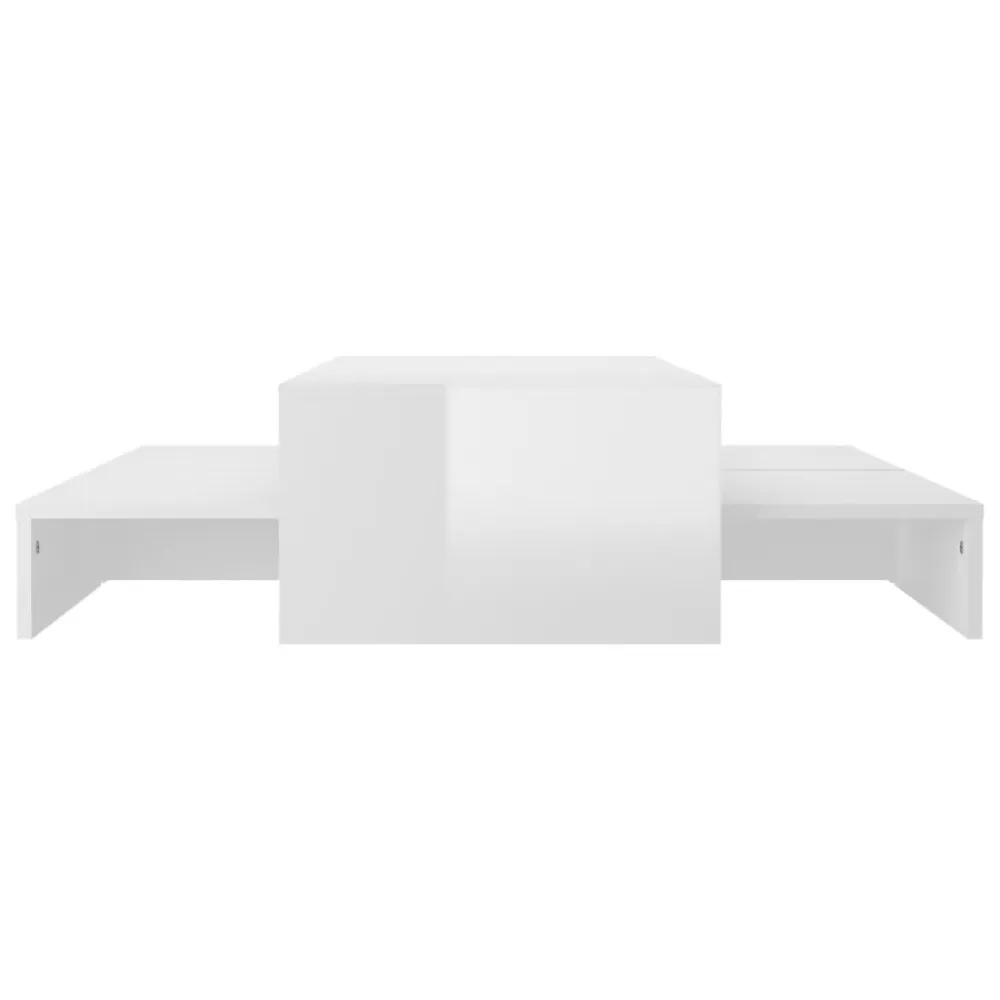 Conjunto de mesas de centro 100x100x26,5 cm branco luminoso