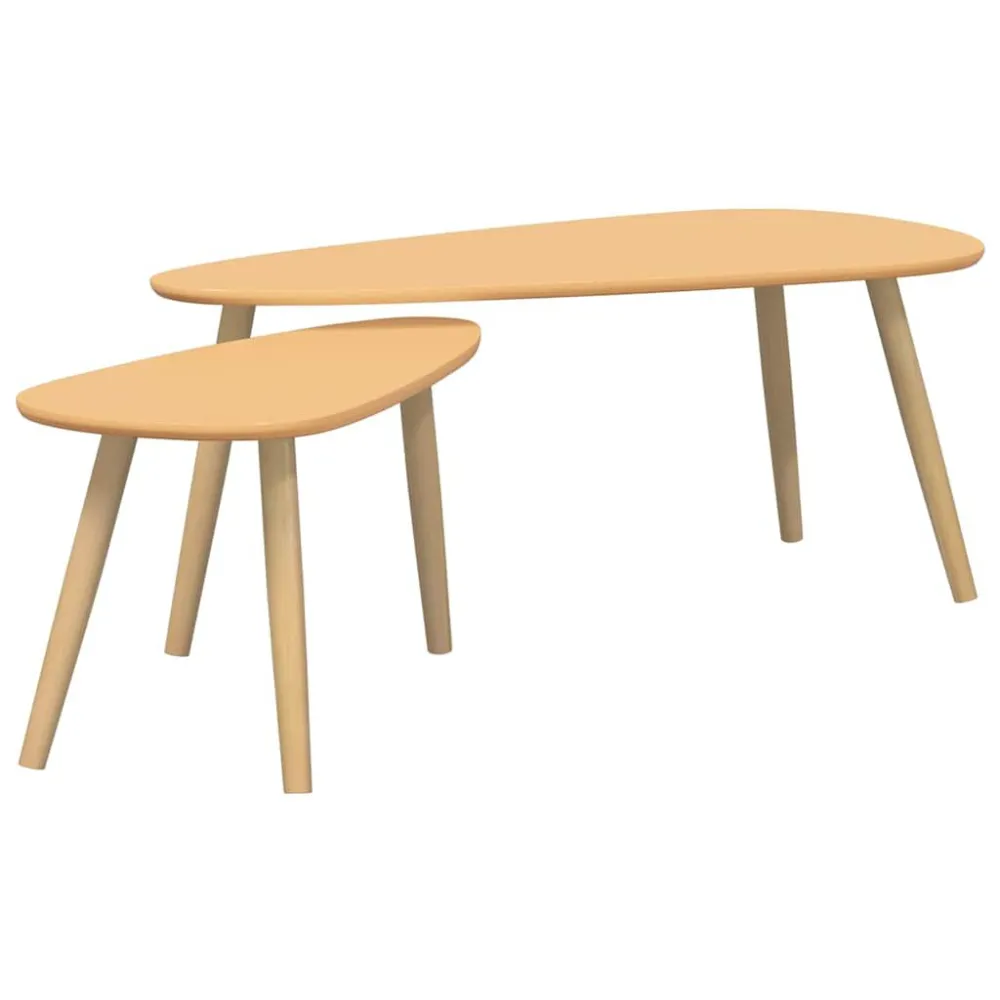 Conjunto mesas de centro 2 pcs pinho maciço castanho com Base em Pedra Artificial
