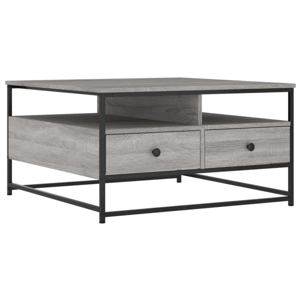 Mesa de Bistrô Mesa de centro 80x80x45 cm derivados de madeira cinzento sonoma