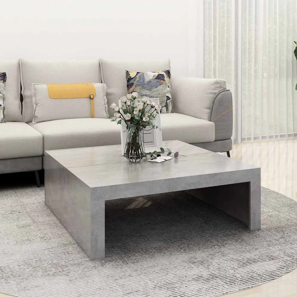 Mesa de Canto para Mesa de centro 100x100x35 cm derivados madeira cinzento cimento