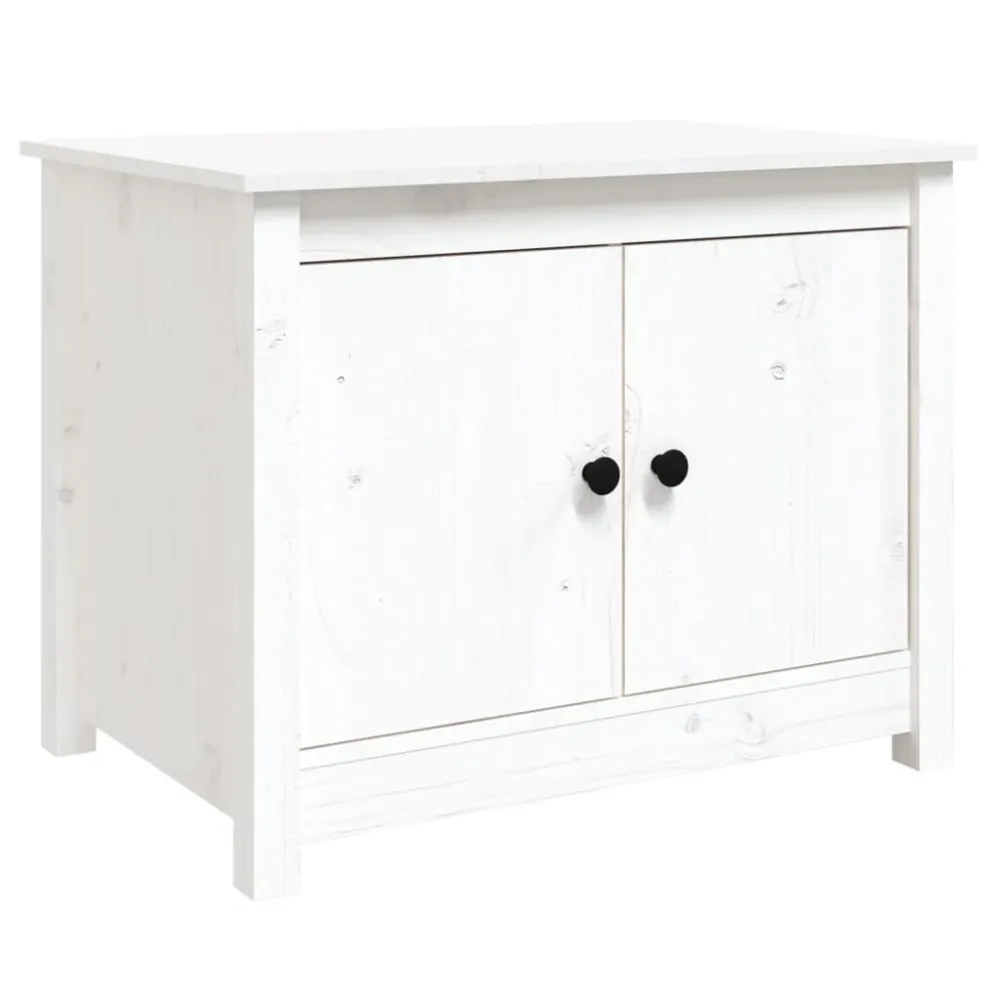 Mesa de Canto para Mesa de centro 71x49x55 cm pinho maciço branco