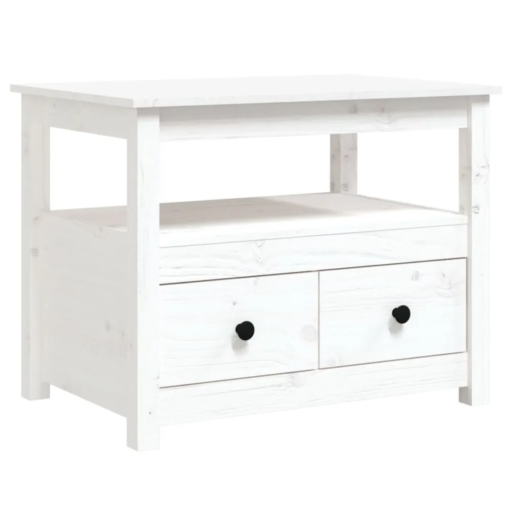 Mesa de Canto para Mesa de centro 71x49x55 cm pinho maciço branco