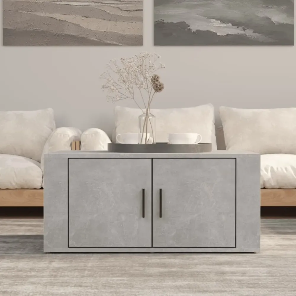 Mesa de Canto para Mesa de centro 80x50x36 cm derivados madeira cinzento cimento