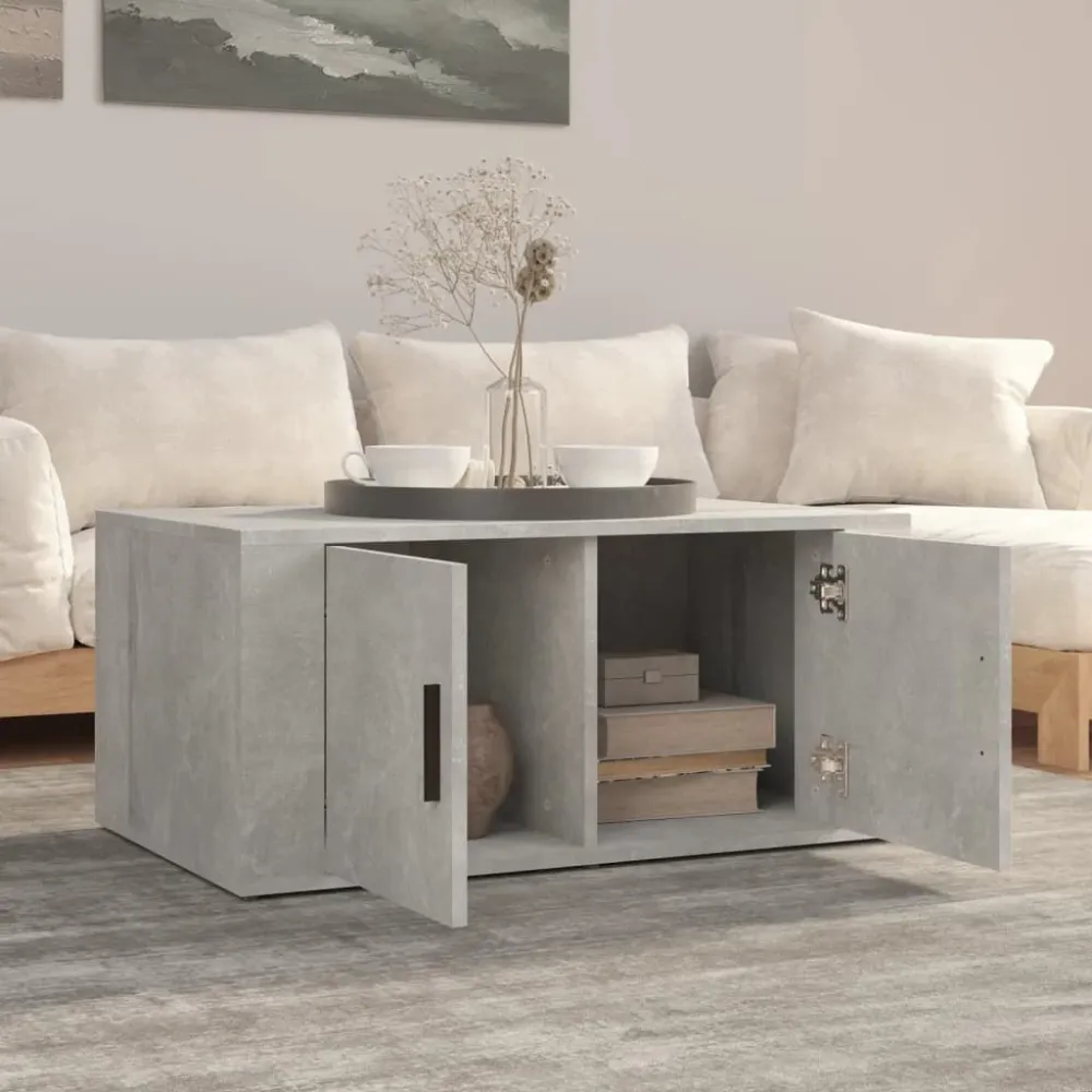 Mesa de Canto para Mesa de centro 80x50x36 cm derivados madeira cinzento cimento