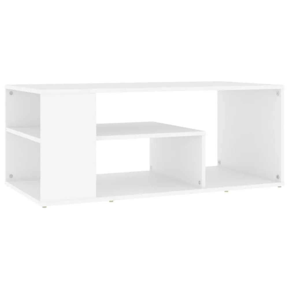 Mesa de centro 100x50x40 cm derivados de madeira branco com Base em Pedra Artificial