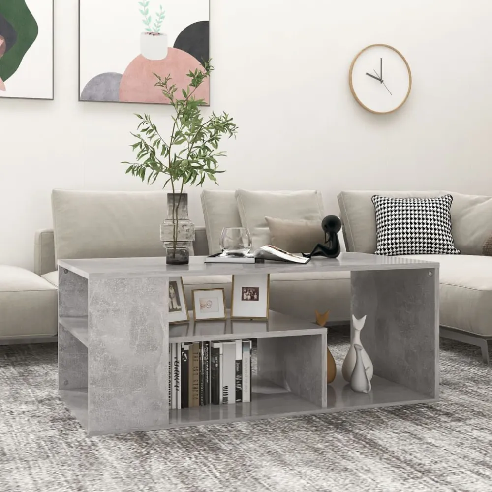 Mesa de centro 100x50x40 cm derivados madeira cinzento cimento com Ajuste de Altura