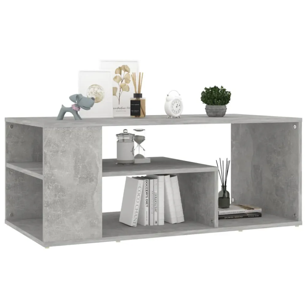 Mesa de centro 100x50x40 cm derivados madeira cinzento cimento com Ajuste de Altura
