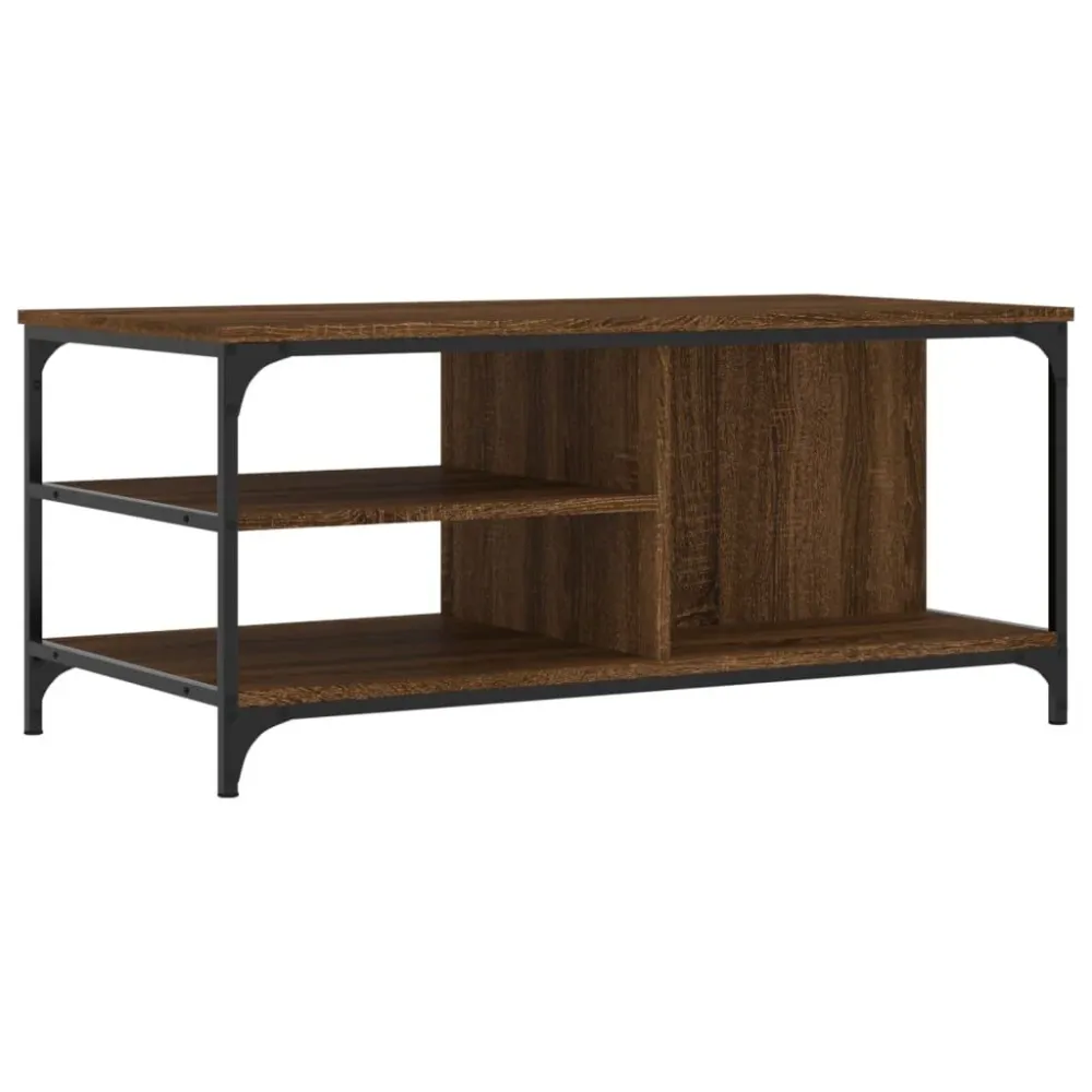 Mesa de centro 100x50x45 cm derivados madeira carvalho castanho para Churrasqueiras e Áreas de Lazer