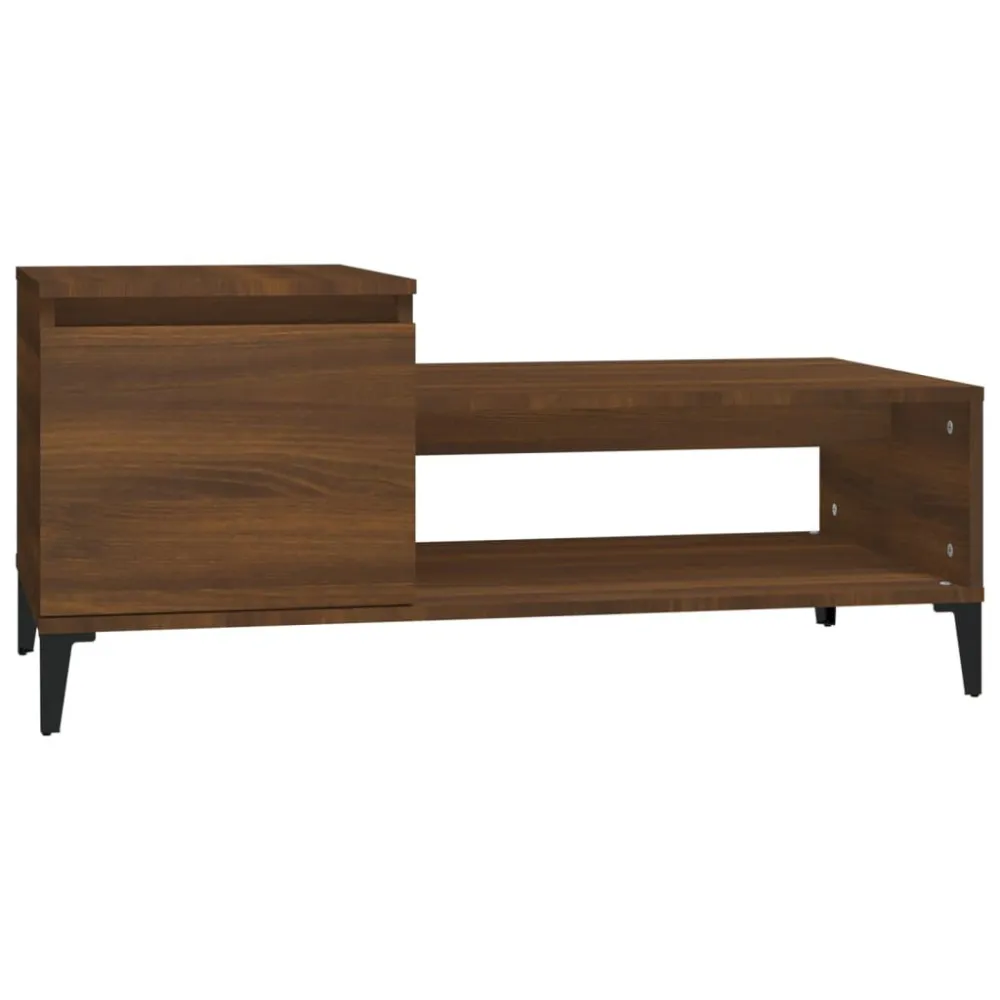 Mesa de centro 100x50x45 cm derivados madeira carvalho castanho em Alumínio e Vidro